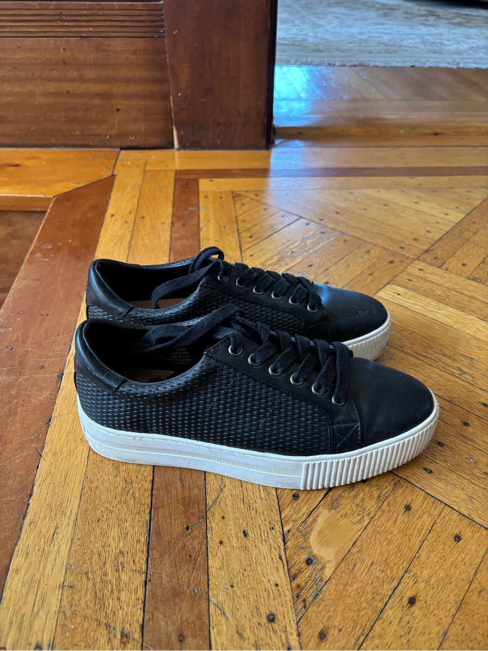 Halogen Black Vegan Leather Sneakers with White Platform Sole